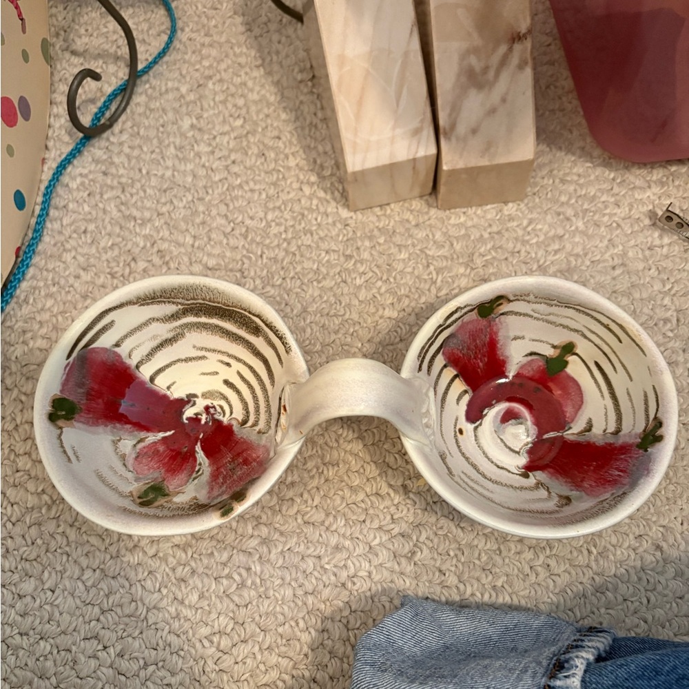 Wald pottery two attached bowls shipped back from UK